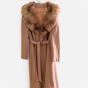 London Fog Tan Coat with Faux Fur Collar